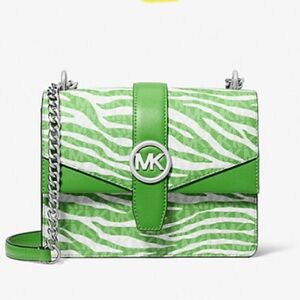 Michael Kors NWT Green Greenwich Small Animal Print Logo Crossbody Bag $498